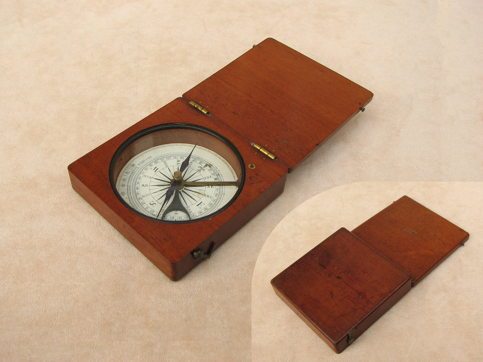 Francis Barker Victorian mahogany cased pocket compass & clinometer